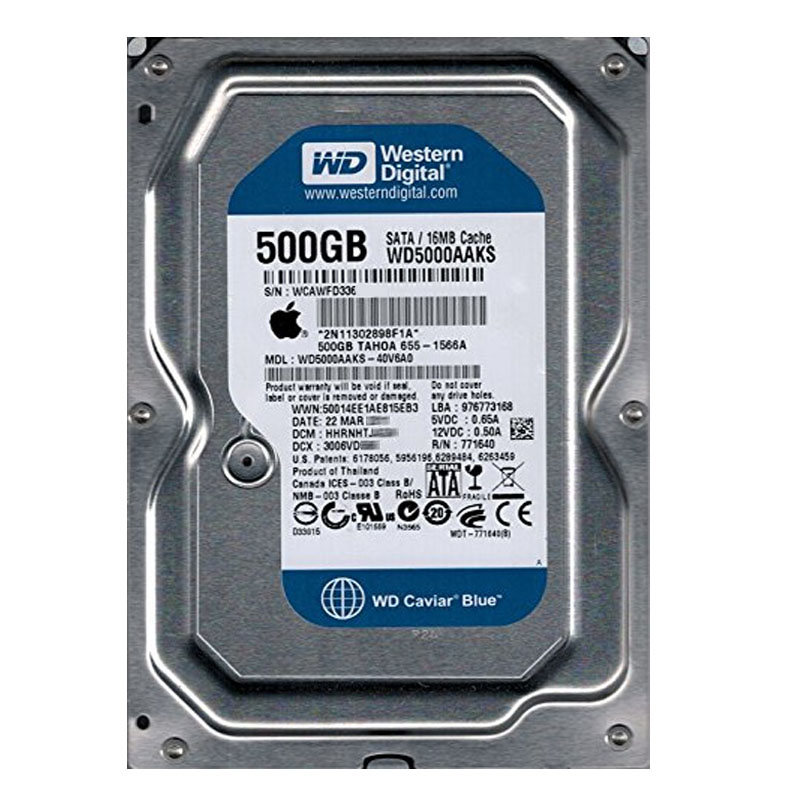 Western Digital - 500GB 7.2K SATA 3.0Gbps 3.5" 16MB Hard Drive - WD5000AAKS-40V6A0