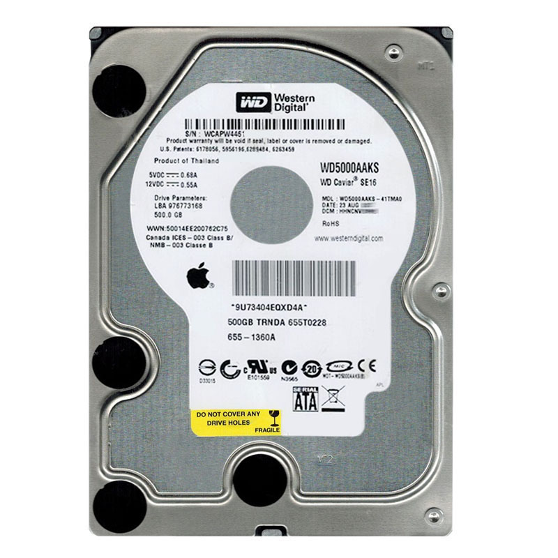 Western Digital - 500GB 7.2K SATA 3.0Gbps 3.5" 16MB Hard Drive - WD5000AAKS-41TMA0