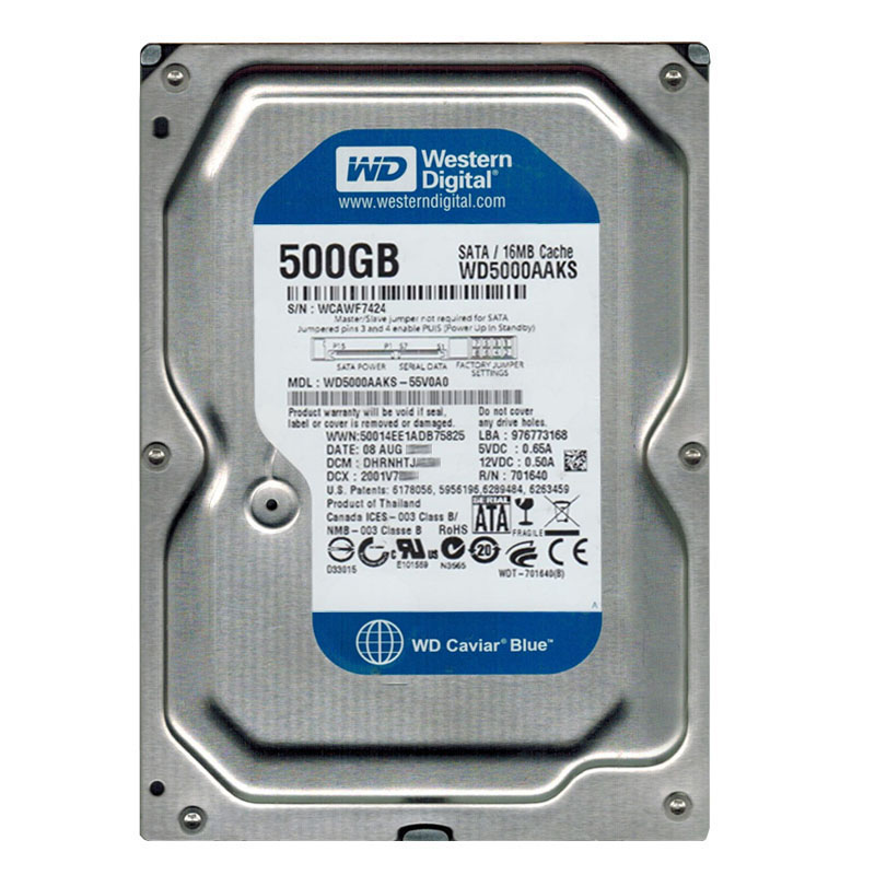Western Digital - 500GB 7.2K SATA 3.0Gbps 3.5" 16MB Hard Drive - WD5000AAKS-55V0A0