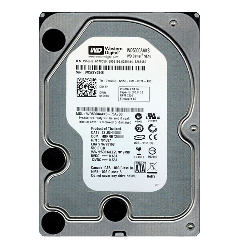 WD5000AAKS-75A7B0.jpg Western Digital - 500GB 7.2K SATA 3.0Gbps 3.5" 16MB Hard Drive - WD5000AAKS-75A7B0 - Image 1