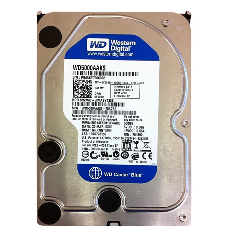 Western Digital - 500GB 7.2K SATA 3.0Gbps 3.5" 16MB Hard Drive - WD5000AAKS-75A7B2