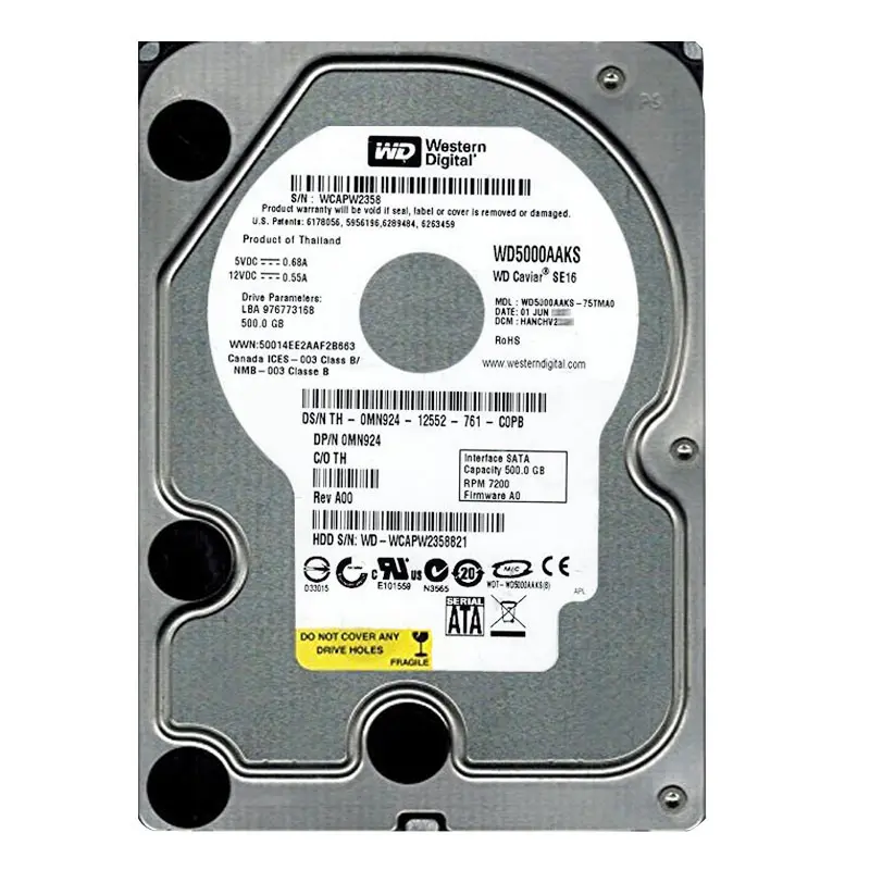 WD5000AAKS-75TMA0.jpg Western Digital - 500GB 7.2K SATA 3.0Gbps 3.5" 16MB Hard Drive - WD5000AAKS-75TMA0 - Image 1