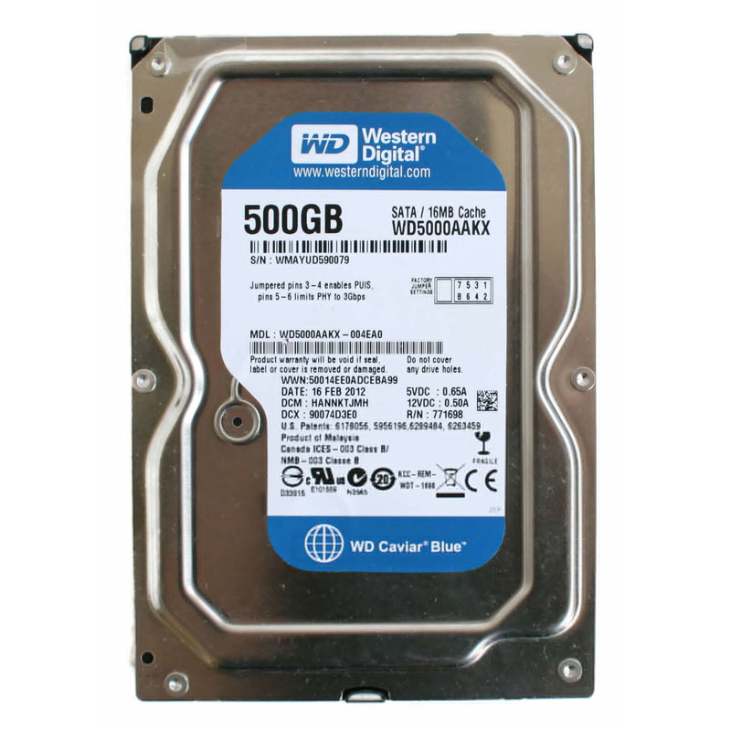 Western Digital - 500GB 7.2K SATA 3.5" 16MB Cache Hard Drive - WD5000AAKX-004EA0
