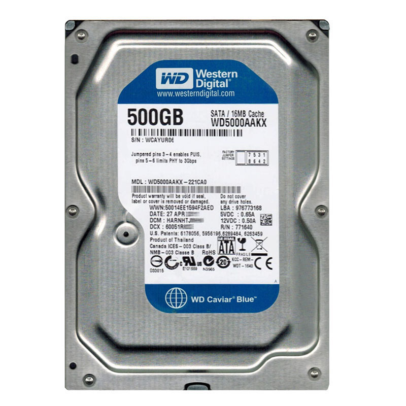 Western Digital - 500GB 7.2K SATA 6.0Gbps 3.5" 16MB Hard Drive - WD5000AAKX-221CA0