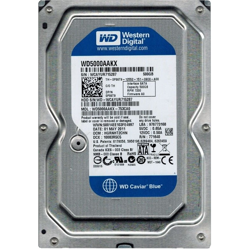 Western Digital - 500GB 7.2K SATA 6.0Gbps 3.5" 16MB Cache Hard Drive - WD5000AAKX-753CA0