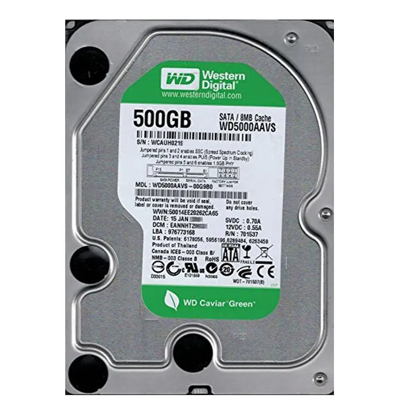 WD5000AAVS-00G9B0.jpg Western Digital - 500GB IntelliPower SATA 3.0Gbps 3.5" 8MB Hard Drive - WD5000AAVS-00G9B0 - Image 1