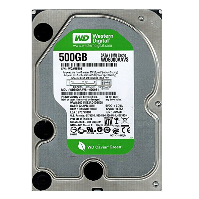 Western Digital - 500GB IntelliPower SATA 3.0Gbps 3.5" 8MB Hard Drive - WD5000AAVS-00G9B1