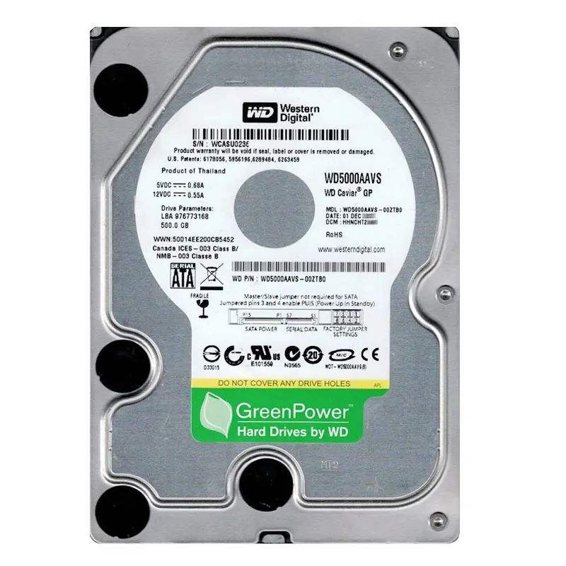 WD5000AAVS-00ZTB0.jpg Western Digital - 500GB IntelliPower SATA 3.0Gbps 3.5" 8MB Hard Drive - WD5000AAVS-00ZTB0 - Image 1