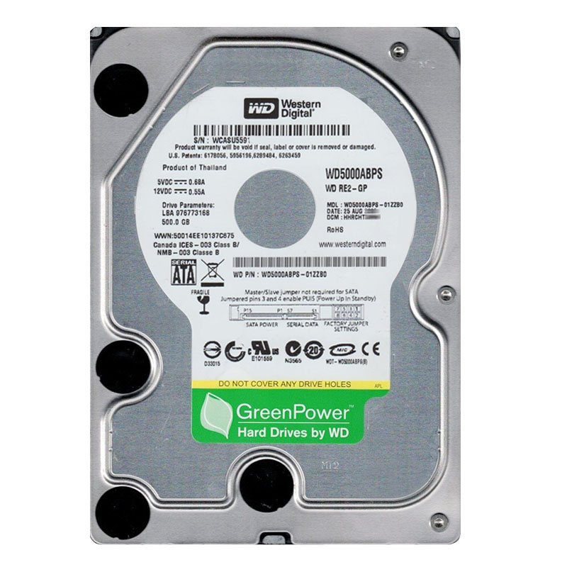 Western Digital - 500GB IntelliPower SATA 3.0Gbps 3.5" 16MB Hard Drive - WD5000ABPS-01ZZB0