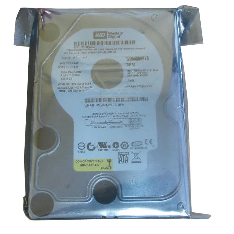 WD5000ABYS-01TNA0.jpg Western Digital - 500GB 7.2K SATA 3.0Gbps 3.5" 16MB Hard Drive - WD5000ABYS-01TNA0 - Image 1