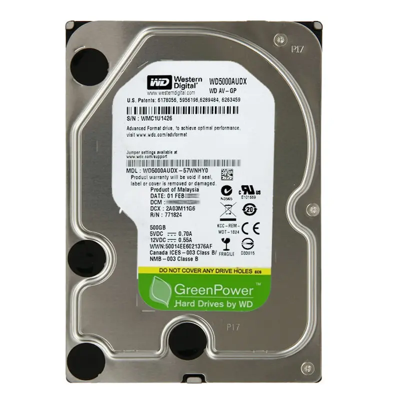 WD5000AUDX-57WNHY0.jpg Western Digital - 500GB IntelliPower SATA 6.0Gbps 3.5" 32MB Cache Hard Drive - WD5000AUDX-57WNHY0 - Image 1