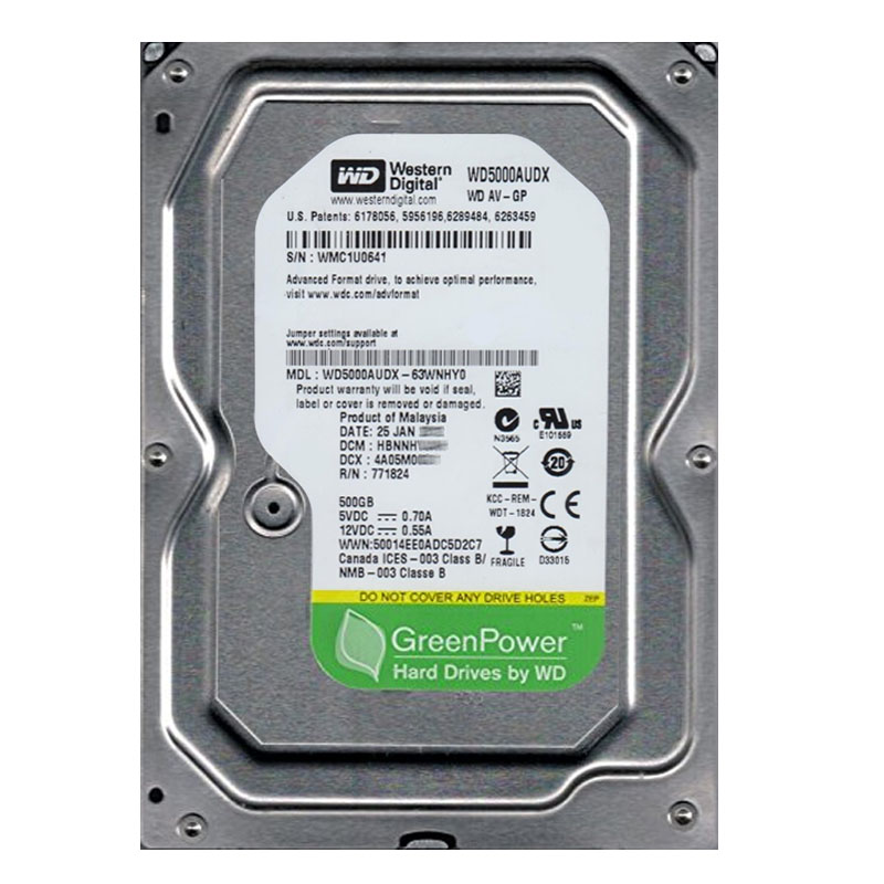 Western Digital - 500GB IntelliPower SATA 6.0Gbps 3.5" 32MB Hard Drive - WD5000AUDX-63WNHY0