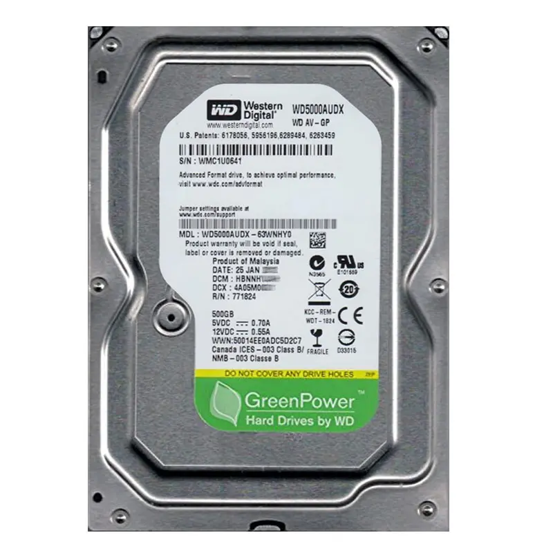 WD5000AUDX-63WNHY0.jpg Western Digital - 500GB IntelliPower SATA 6.0Gbps 3.5" 32MB Hard Drive - WD5000AUDX-63WNHY0 - Image 1