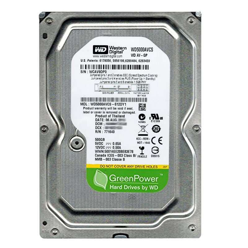 Western Digital - 500GB IntelliPower SATA 3.0Gbps 3.5" 16MB Cache Hard Drive - WD5000AVCS-612DY1