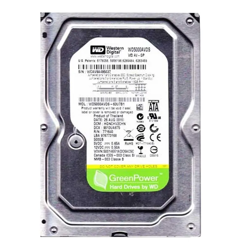 WD5000AVDS-61U7B1.jpg Western Digital - 500GB 5.4K SATA 3.0Gbps 3.5" 32MB Cache Hard Drive - WD5000AVDS-61U7B1 - Image 1