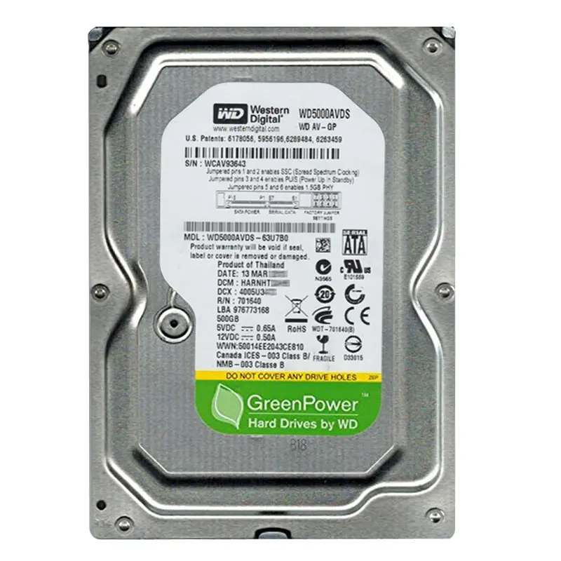 WD5000AVDS-63U7B0.jpg Western Digital - 500GB IntelliPower SATA 3.0Gbps 3.5" 32MB Hard Drive - WD5000AVDS-63U7B0 - Image 1