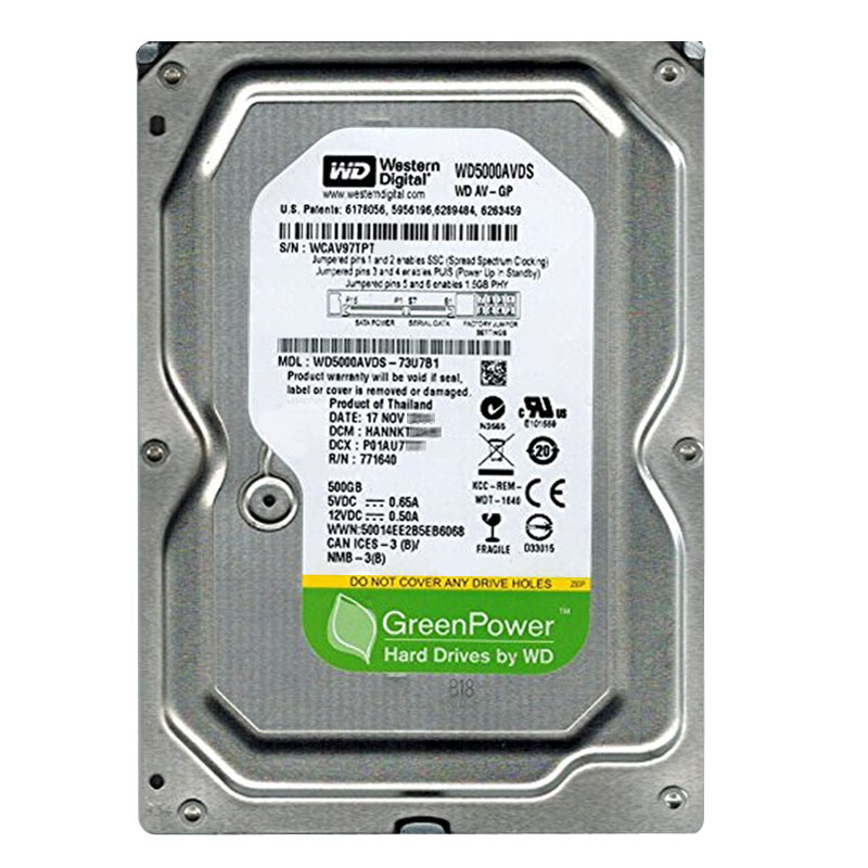Western Digital - 500GB IntelliPower SATA 3.0Gbps 3.5" 32MB Hard Drive - WD5000AVDS-73U7B1