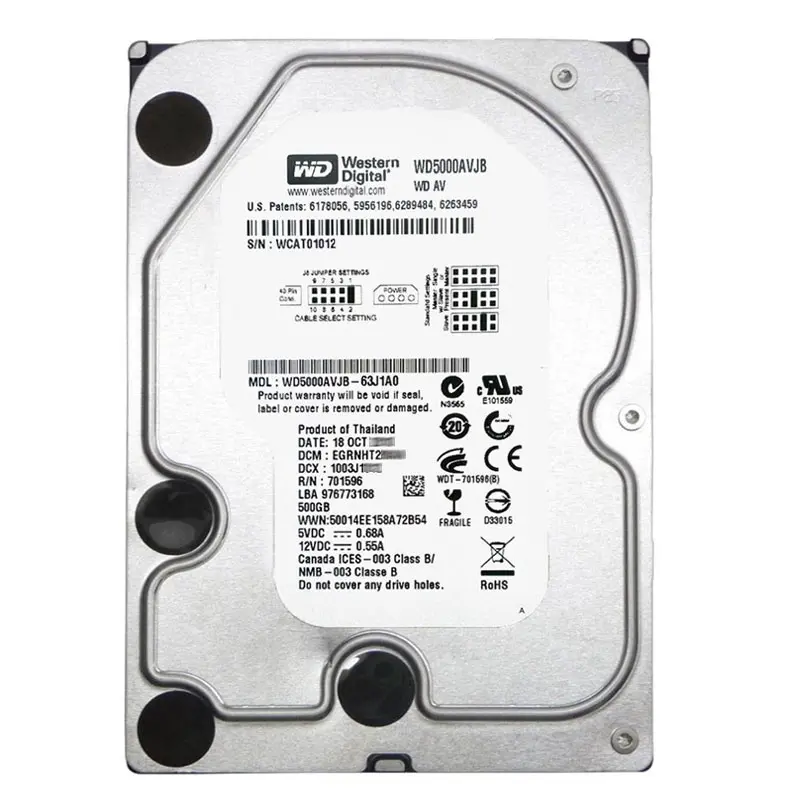 WD5000AVJB-63J1A0.jpg Western Digital - 500GB 7.2K ATA/100 3.5" 8MB Cache Hard Drive - WD5000AVJB-63J1A0 - Image 1