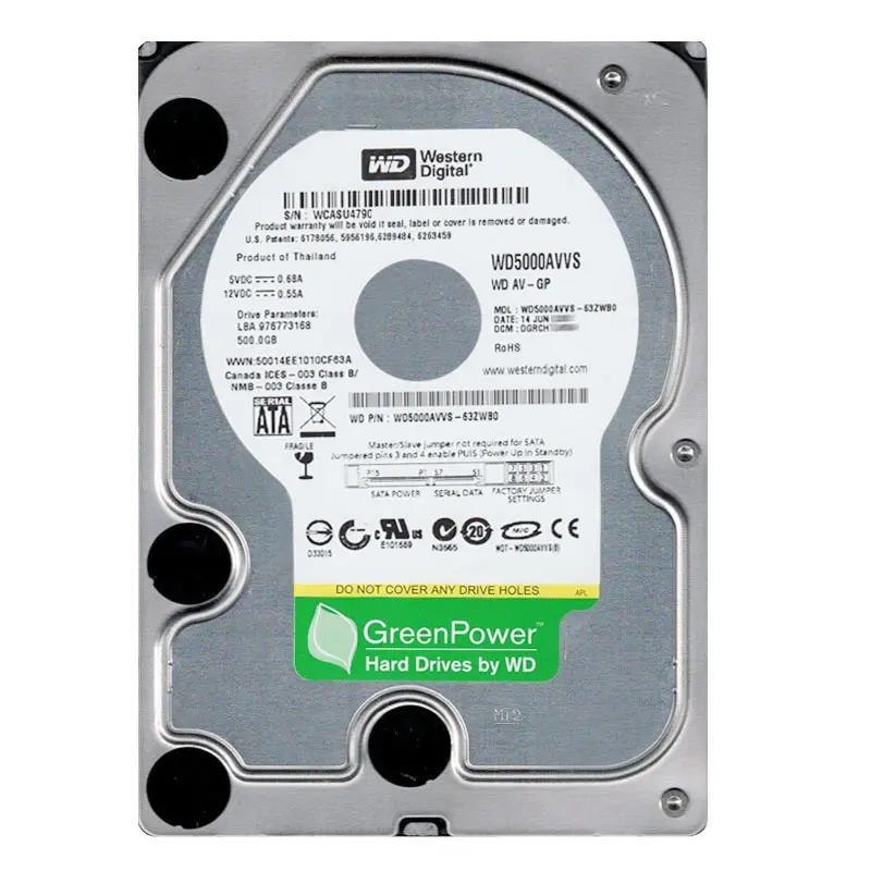 WD5000AVVS-63ZWB0.jpg Western Digital - 500GB Intellipower SATA 6.0Gbps 3.5" 8MB Hard Drive - WD5000AVVS-63ZWB0 - Image 1