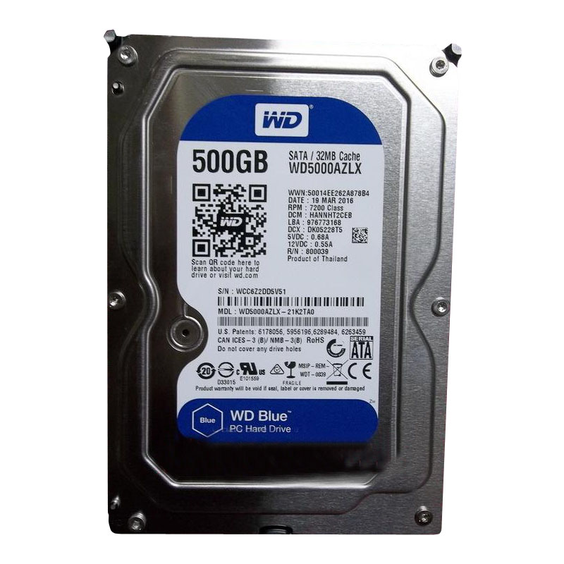 Western Digital - 500GB 7.2K SATA 3.5" 32MB Cache Hard Drive - WD5000AZLX-21K2TA0