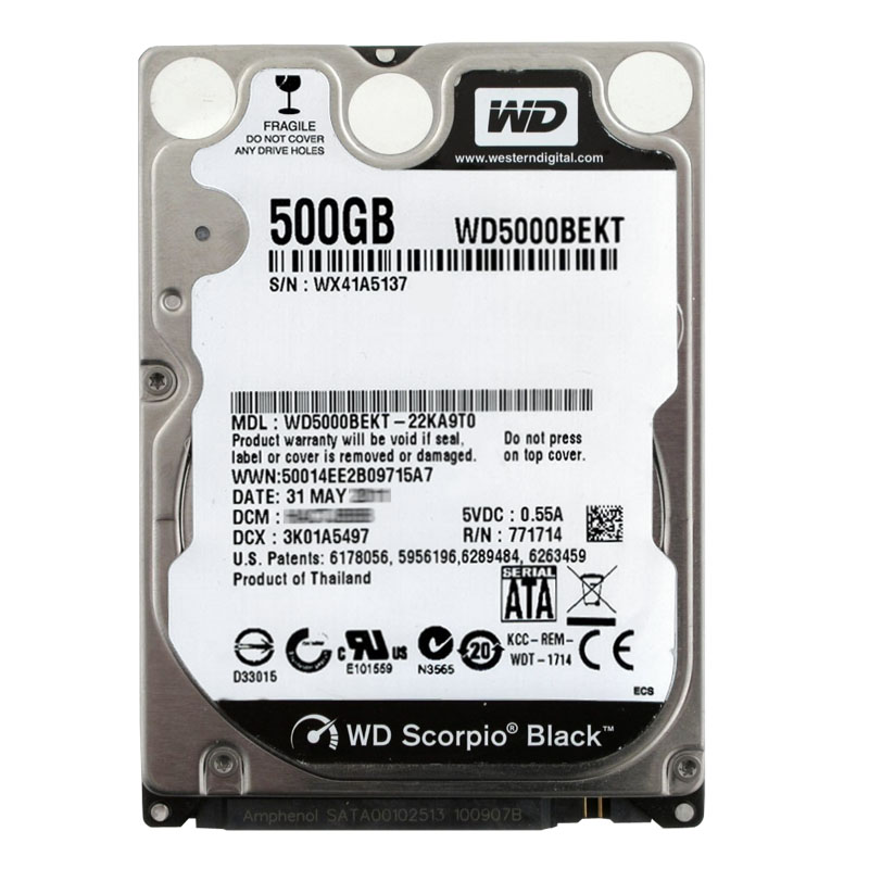 Western Digital - 500GB 7.2K SATA 3.0Gbps 2.5" 16MB Cache Hard Drive - WD5000BEKT-22KA9T0