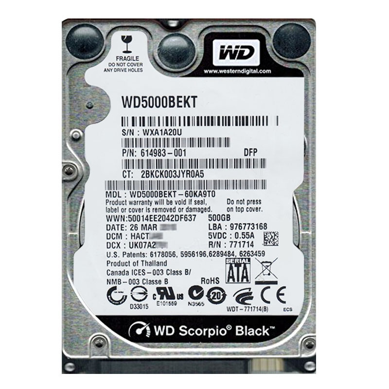 Western Digital - 500GB 7.2K SATA 3.0Gbps 2.5" 16MB Hard Drive - WD5000BEKT-60KA9T0