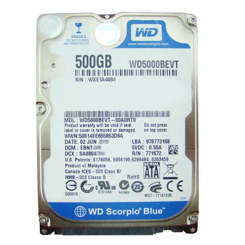 Western Digital - 500GB 5.4K SATA 3.0Gbps 2.5" 8MB Hard Drive - WD5000BEVT-00A0RT0