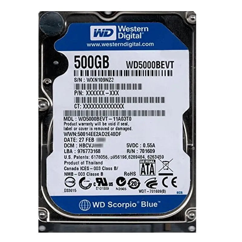 WD5000BEVT-11A03T0.jpg Western Digital - 500GB 5.4K SATA 3.0Gbps 2.5" 8MB Hard Drive - WD5000BEVT-11A03T0 - Image 1