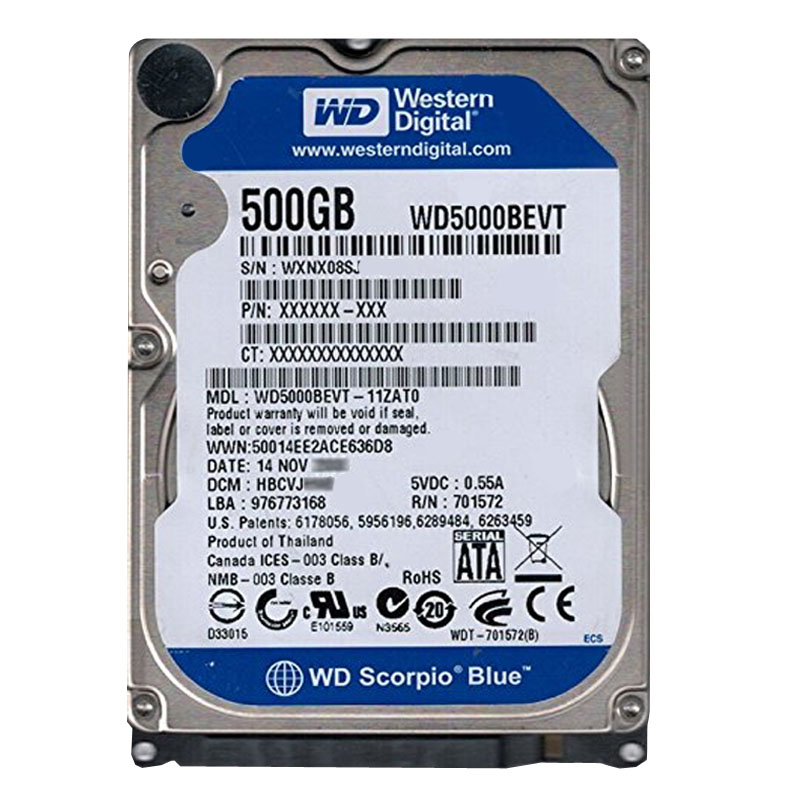 Western Digital - 500GB 5.4K SATA 3.0Gbps 2.5" 8MB Hard Drive - WD5000BEVT-11ZAT0