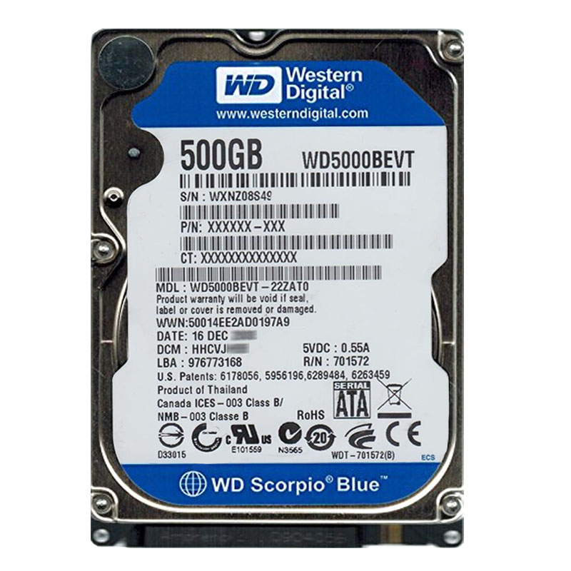 Western Digital - 500GB 5.4K SATA 3.0Gbps 2.5" 8MB Hard Drive - WD5000BEVT-22ZAT0