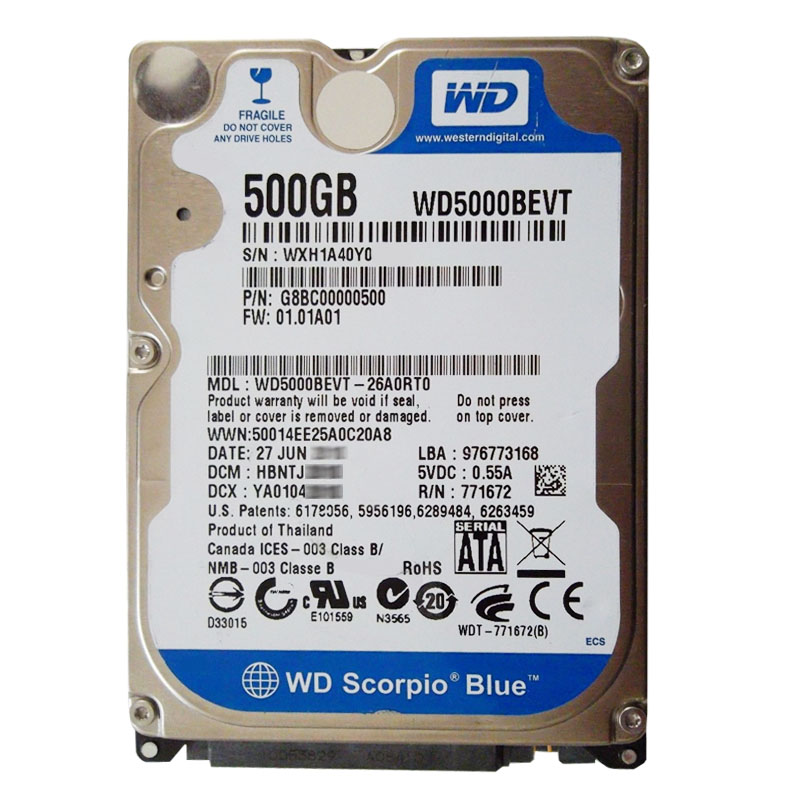 Western Digital - 500GB 5.4K SATA 3.0Gbps 2.5" 8MB Hard Drive - WD5000BEVT-26A0RT0