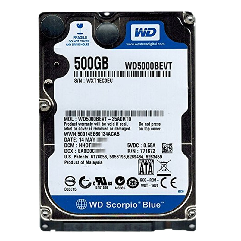 Western Digital - 500GB 5.4K SATA 3.0Gbps 2.5" 8MB Hard Drive - WD5000BEVT-35A0RT0