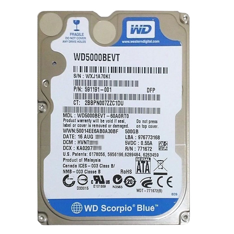 Western Digital - 500GB 5.4K SATA 3.0Gbps 2.5" 8MB Hard Drive - WD5000BEVT-60A0RT0