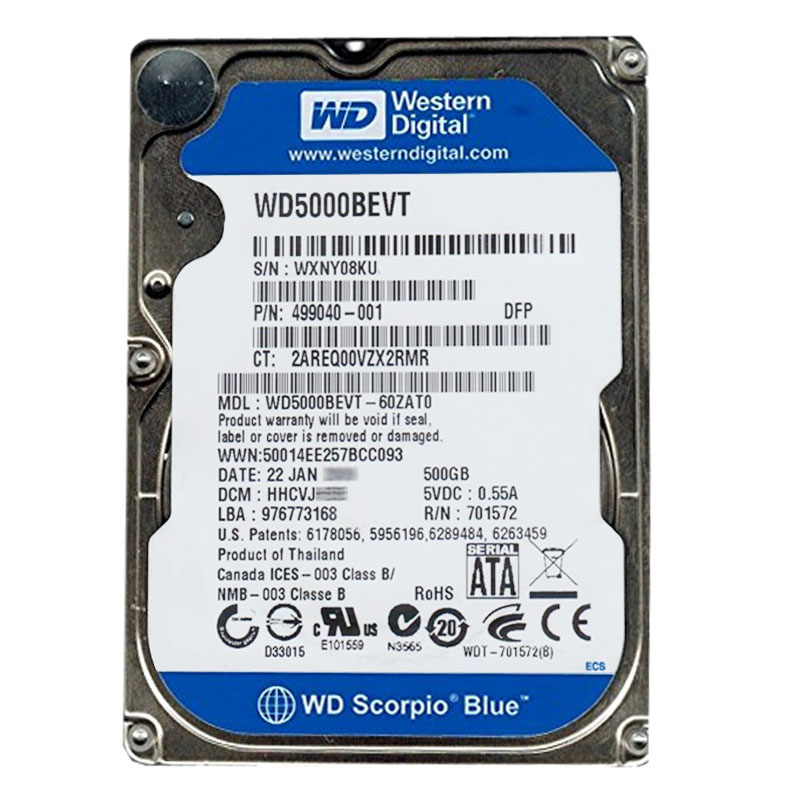 Western Digital - 500GB 5.4K SATA 3.0Gbps 2.5" 8MB Hard Drive - WD5000BEVT-60ZAT0