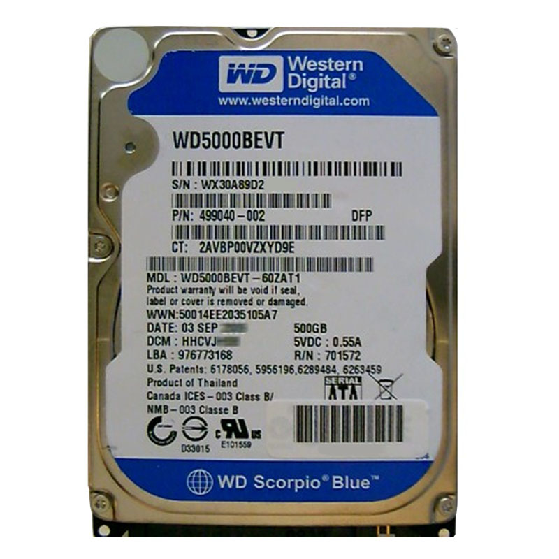 Western Digital - 500GB 5.4K SATA 3.0Gbps 2.5" 8MB Hard Drive - WD5000BEVT-60ZAT1
