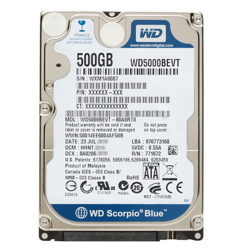Western Digital - 500GB 5.4K SATA 3.0Gbps 2.5" 8MB Hard Drive - WD5000BEVT-80A0RT0