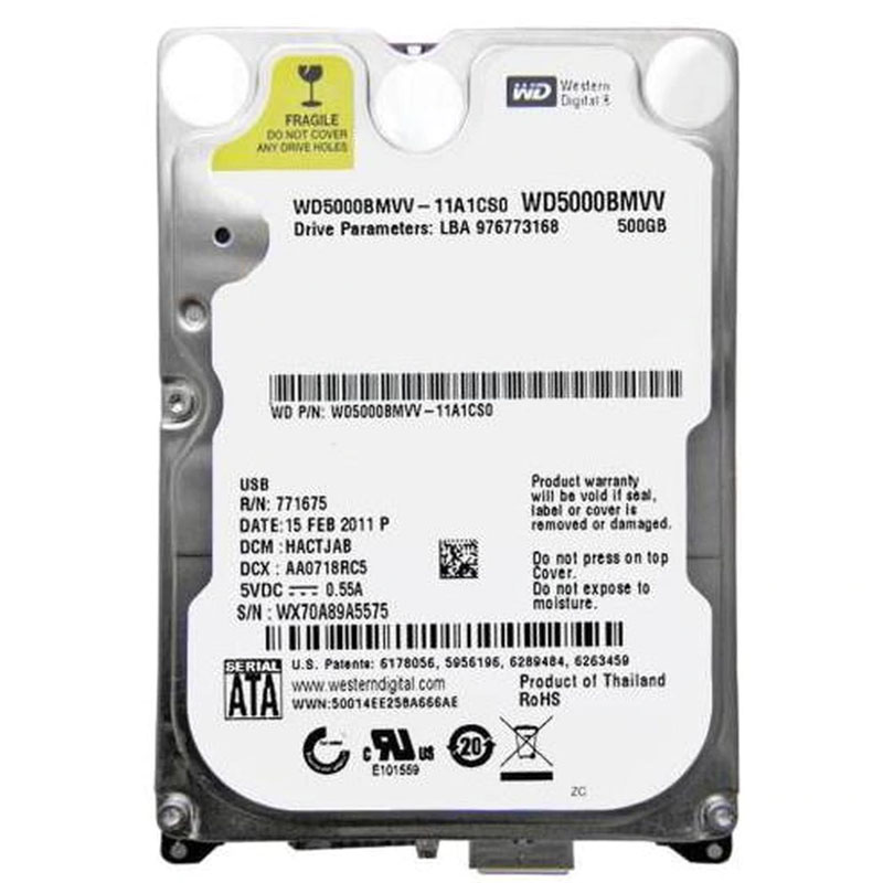 Western Digital - 500GB 2.0 2.5" Hard Drive - WD5000BMVV-11A1CS0