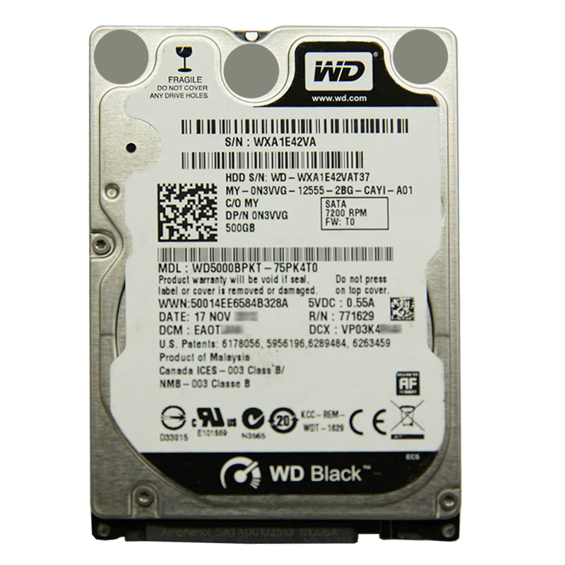Western Digital - 500GB 7.2K SATA 3.0Gbps 2.5" 16MB Hard Drive - WD5000BPKT-75PK4T0