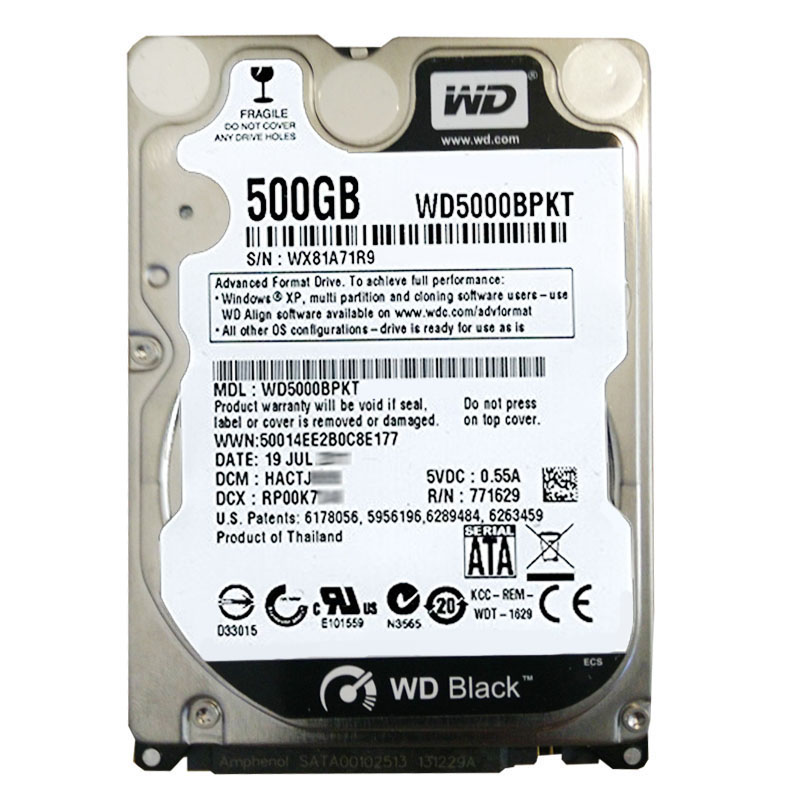 Western Digital - 500GB 7.2K SATA 3.0Gbps 2.5" 16MB Hard Drive - WD5000BPKT
