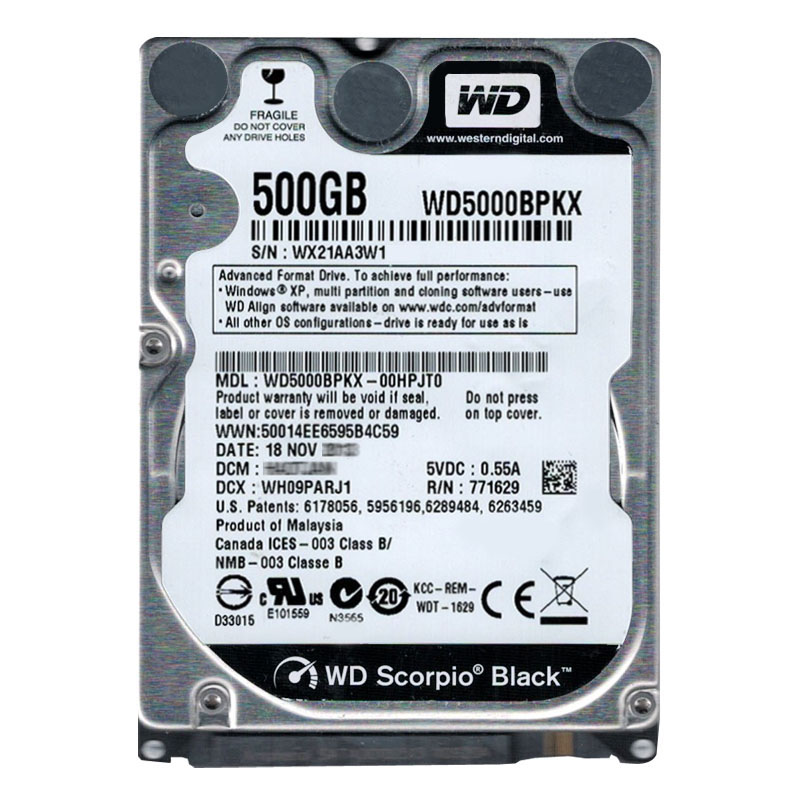 Western Digital - 500GB 7.2K SATA 6.0Gbps 2.5" 16MB Cache Hard Drive - WD5000BPKX-00HPJT0