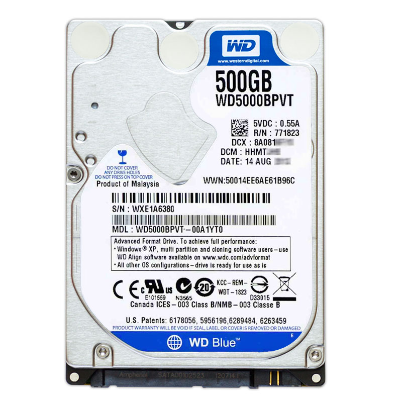 Western Digital - 500GB 5.4K SATA 3.0Gbps 2.5" 8MB Hard Drive - WD5000BPVT-00A1YT0