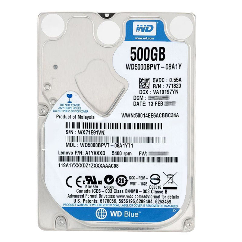 Western Digital - 500GB 5.4K SATA 3.0Gbps 2.5" 8MB Cache Hard Drive - WD5000BPVT-08A1YT1