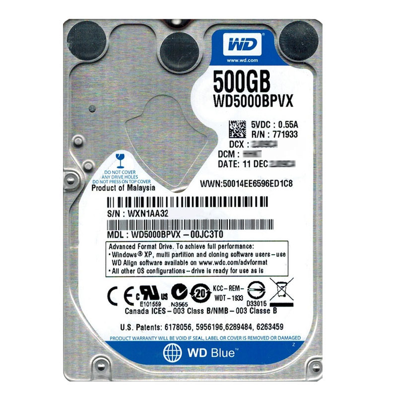 Western Digital - 500GB 5.4K SATA 6.0Gbps 2.5" 8MB Cache Hard Drive - WD5000BPVX-00JC3T0