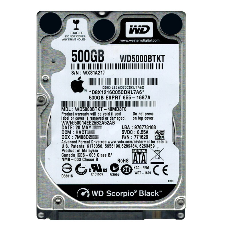 Western Digital - 500GB 7.2K SATA 2.5" 16MB Hard Drive - WD5000BTKT-40MD3T0