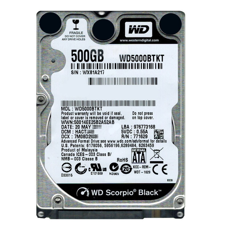 Western Digital - 500GB 7.2K SATA 2.5" 16MB Hard Drive - WD5000BTKT