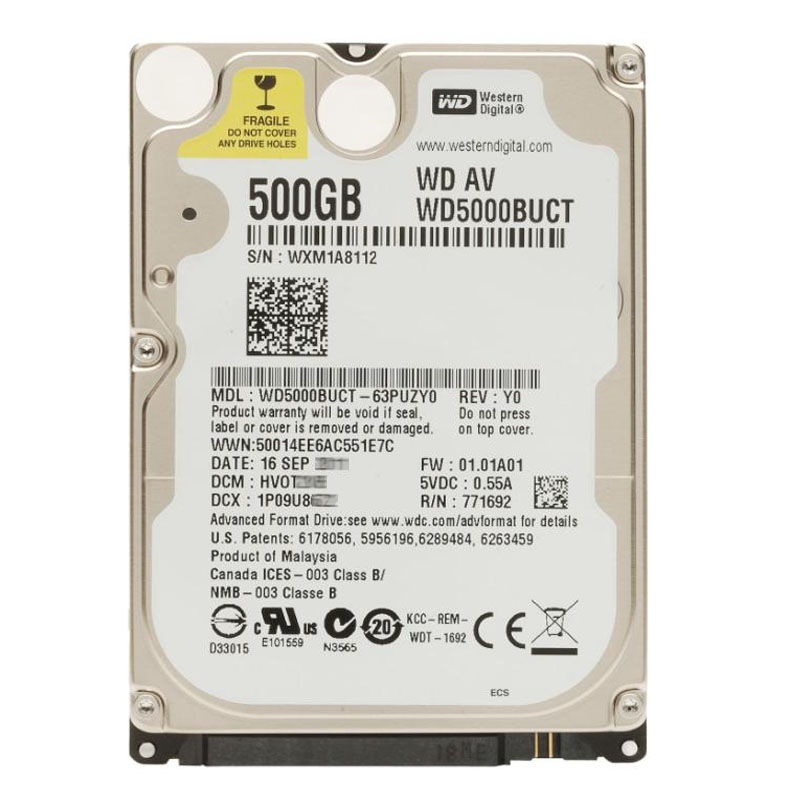 Western Digital - 500GB 5.4K SATA 3.0Gbps 2.5" 16MB Hard Drive - WD5000BUCT-63PUZY0