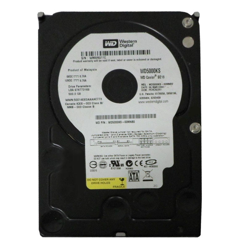 Western Digital - 500GB 7.2K SATA 3.0Gbps 3.5" 16MB Hard Drive - WD5000KS-00MNB0