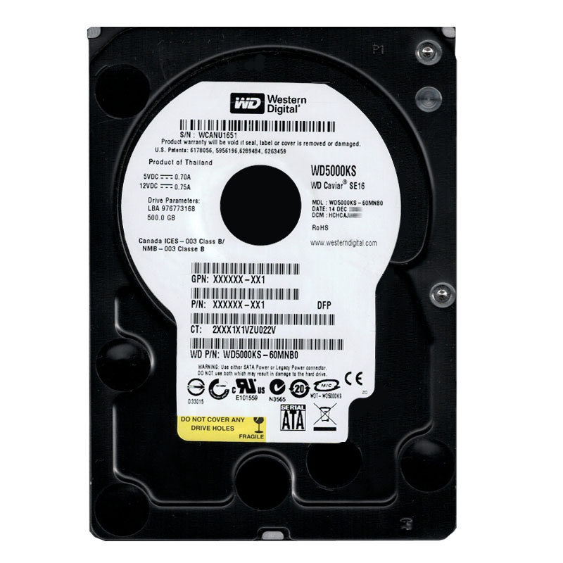 Western Digital - 500GB 7.2K SATA 3.0Gbps 3.5" 16MB Hard Drive - WD5000KS-60MNB0