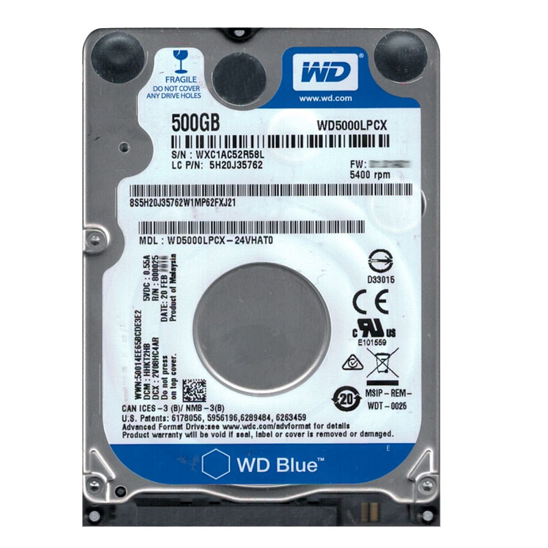 Western Digital - 500GB 5.4K SATA 2.5" 8MB Cache Hard Drive - WD5000LPCX-24VHAT0