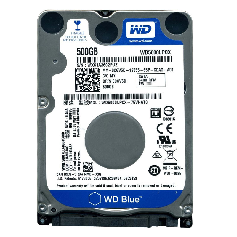 Western Digital - 500GB 5.4K SATA 6.0Gbps 2.5" 8MB Cache Hard Drive - WD5000LPCX-75VHAT0